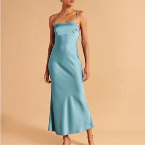 NWT- Abercrombie and Fitch- Elegant Blue Satin Slip Dress